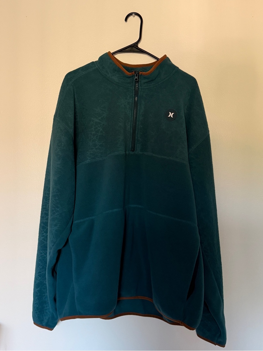 Hurley Men's Teal Quarter-Zip Fleece Pullover